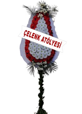 Kırmızı - Beyaz Gerbera Çiçeği Düğün - Nikah Çelengi