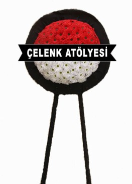 Siyah Fon Kırmızı Beyaz  Cenaze Çelengi