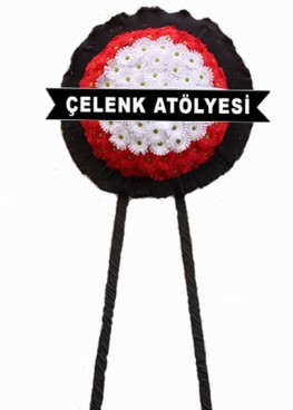 Siyah Fon Kırmızı-Beyaz  Cenaze Çelenk