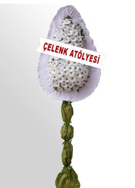 Beyaz Renk Gerbera Düğün-Nikah-Açılış Çelengi