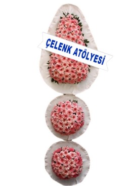 Pembe Gerberalı Üç Katlı Vip Çelenk